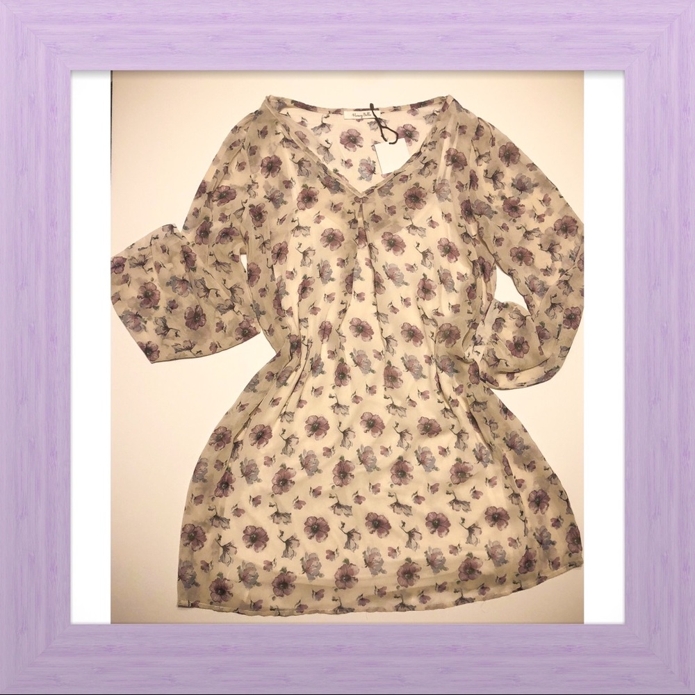 | NWT | Floral Chiffon Shift Dress | S, L - Picture 4 of 5